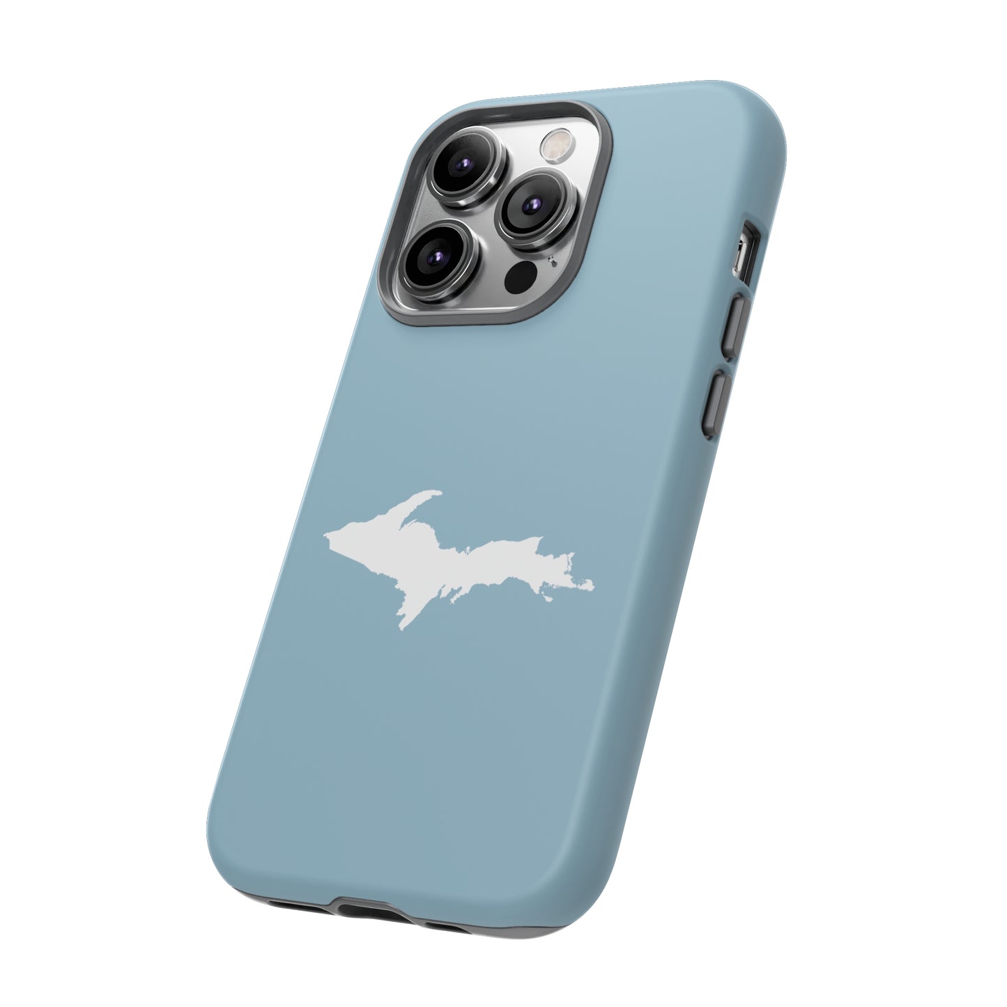 Michigan Upper Peninsula Tough Phone Case (Opal Blue w/ UP Outline) | Apple iPhone