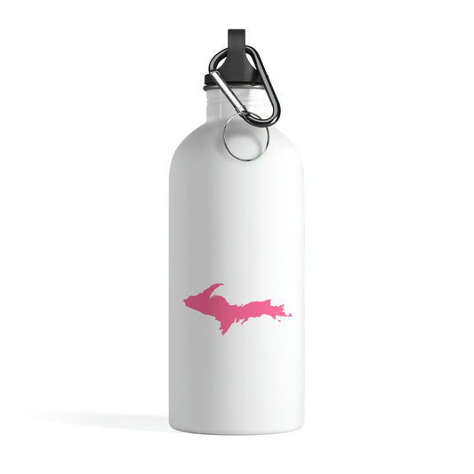 Michigan Upper Peninsula Water Bottle (w/ Pink UP Outline) | 14oz Stainless Steel