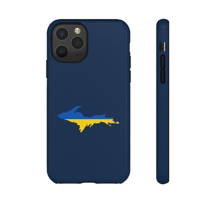 Michigan Upper Peninsula Tough Phone Case (Navy w/ UP Ukraine Flag Outline) | Apple iPhone