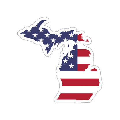 Michigan Die Cut Stickers (w/ MI USA Flag Outline) | Indoor/Outdoor