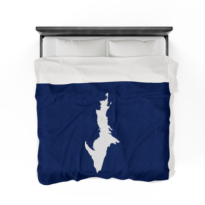 Michigan Upper Peninsula Plush Blanket (w/ UP Outline) | Dearborn Blue