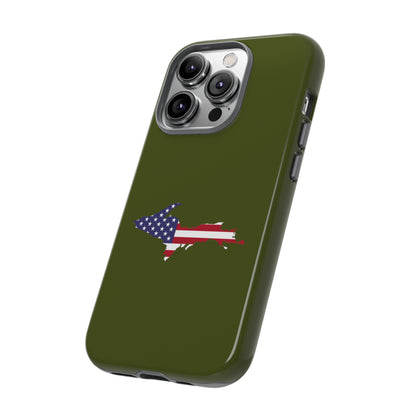 Michigan Upper Peninsula Tough Phone Case (Army Green w/ UP USA Outline) | Apple iPhone