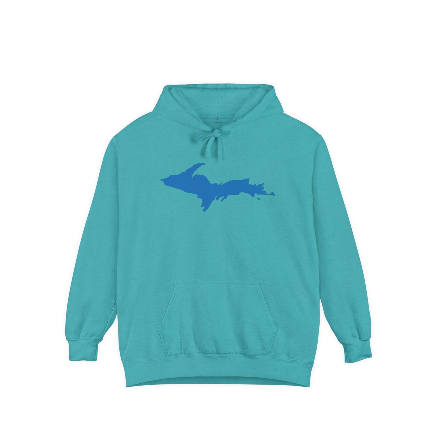 Michigan Upper Peninsula Hoodie (w/ Azure UP Outline) | Unisex Garment-Dyed