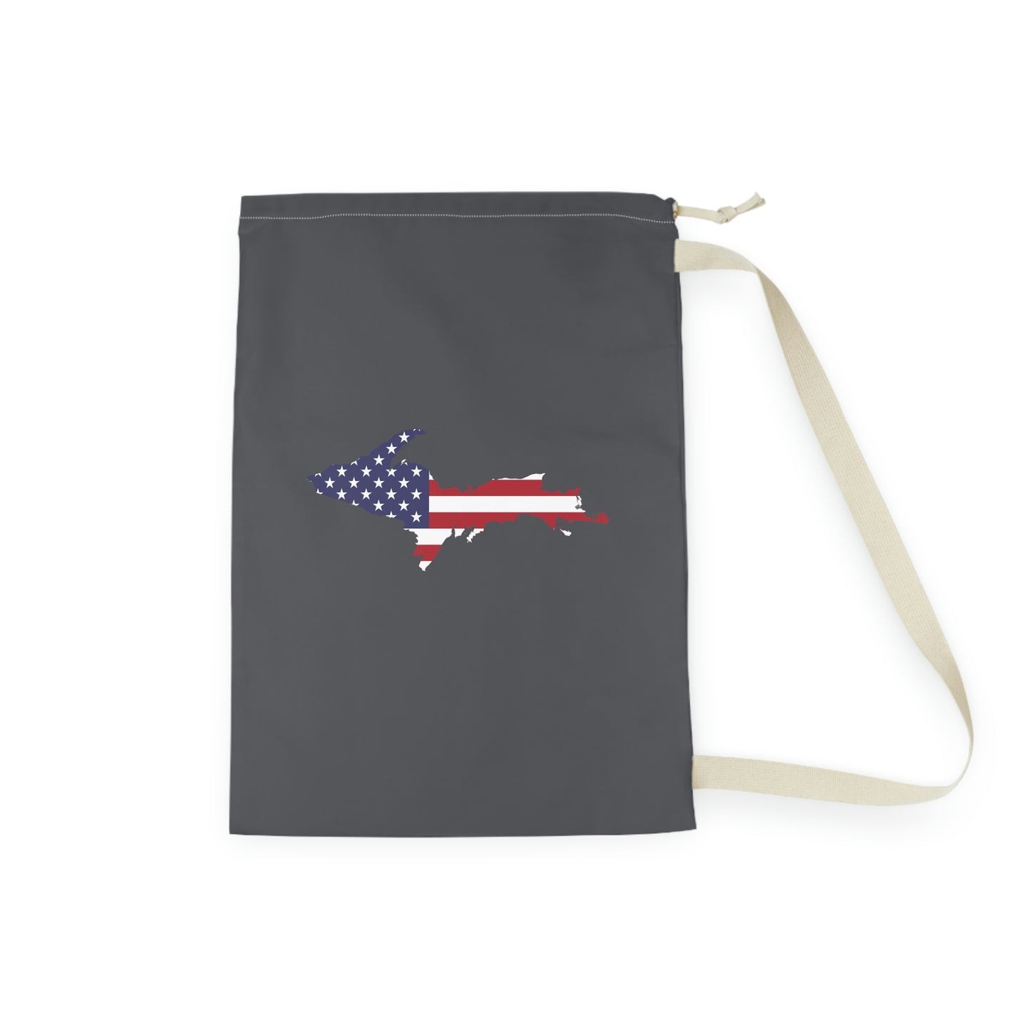 Michigan Upper Peninsula Laundry Bag (Iron Ore Grey w/ UP USA Flag Outline)