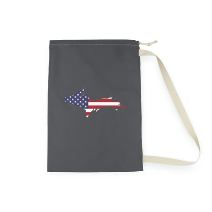 Michigan Upper Peninsula Laundry Bag (Iron Ore Grey w/ UP USA Flag Outline)