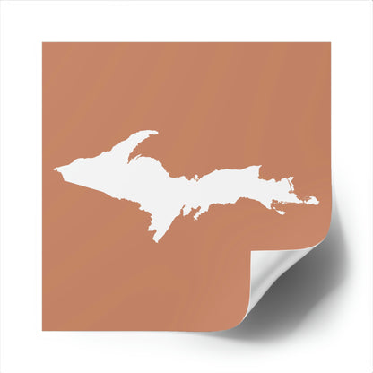 Michigan Upper Peninsula Square Sticker (Copper Color w/ UP Outline) | Indoor/Outdoor