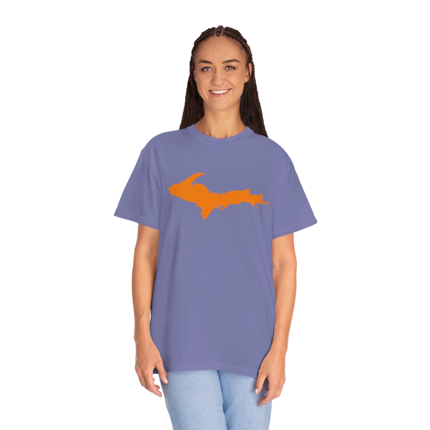 Michigan Upper Peninsula T-Shirt (w/ Orange UP Outline) | Unisex Garment-Dyed