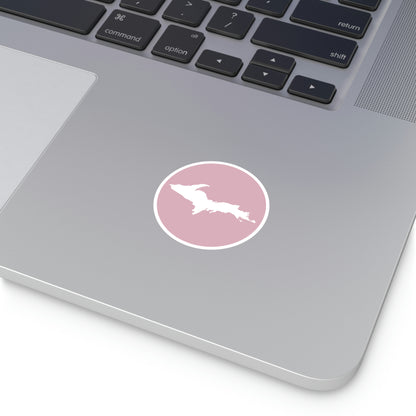 Michigan Upper Peninsula Round Stickers (Pink w/ UP Outline) | Indoor\Outdoor