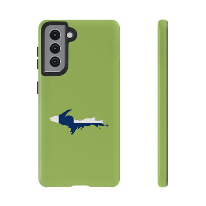 Michigan Upper Peninsula Tough Phone Case (Gooseberry Green w/ UP Finland Flag Outline) | Samsung & Pixel Android