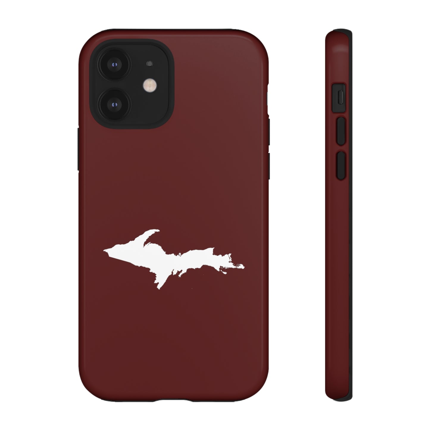 Michigan Upper Peninsula Tough Phone Case (Cherrywood Red w/ UP Outline) | Apple iPhone