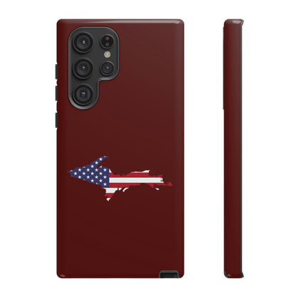 Michigan Upper Peninsula Tough Phone Case (Cherrywoold Color w/ UP USA Flag Outline) | Samsung & Pixel Android