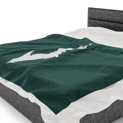 Michigan Upper Peninsula Plush Blanket (w/ UP Outline) | Copper Green