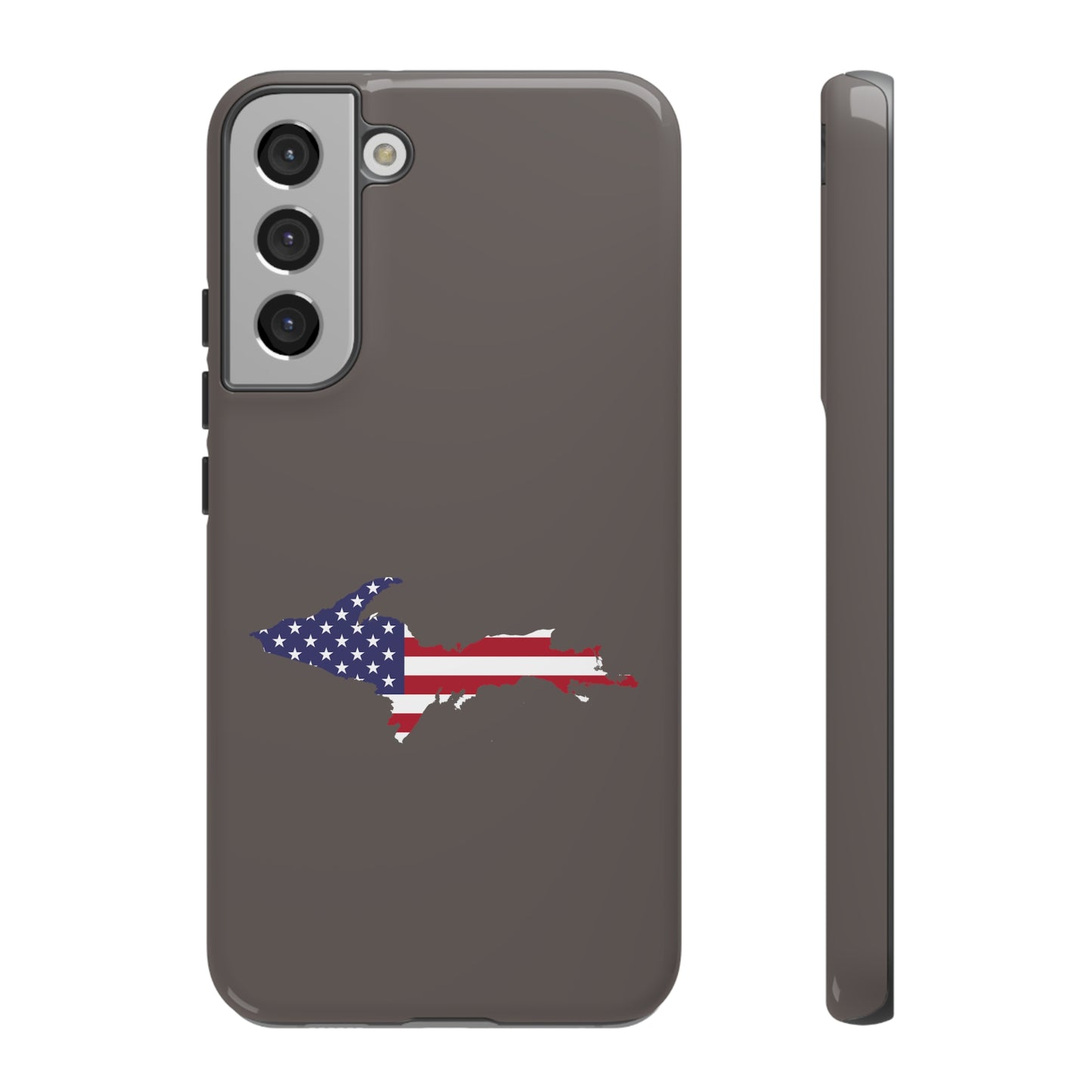 Michigan Upper Peninsula Tough Phone Case (Warren Tank Grey w/ UP USA Flag Outline) | Samsung & Pixel Android