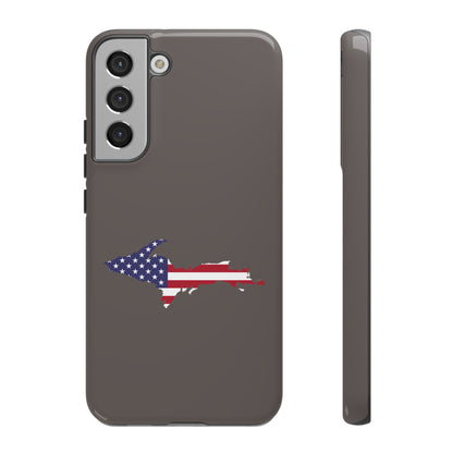 Michigan Upper Peninsula Tough Phone Case (Warren Tank Grey w/ UP USA Flag Outline) | Samsung & Pixel Android