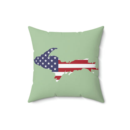 Michigan Upper Peninsula Accent Pillow (w/ UP USA Flag Outline) | Green Tea Color