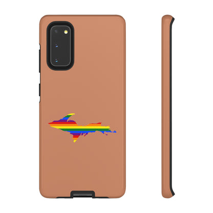 Michigan Upper Peninsula Tough Phone Case (Copper Color w/ UP Pride Flag Outline) | Samsung & Pixel Android