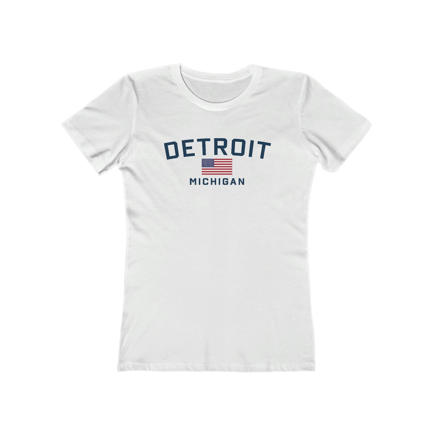 'Detroit Michigan' T-Shirt (w/USA Flag Outline) | Women's Boyfriend Cut