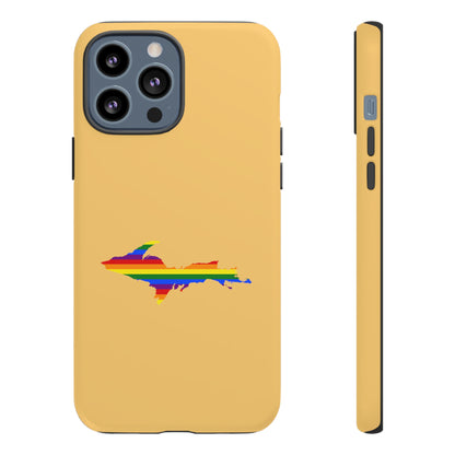 Michigan Upper Peninsula Tough Phone Case (Citrine w/ UP Pride Flag Outline) | Apple iPhone