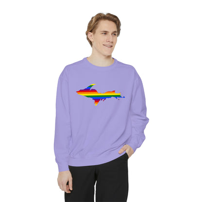 Michigan Upper Peninsula Sweatshirt (w/ UP Pride Flag Outline) | Unisex Garment Dyed