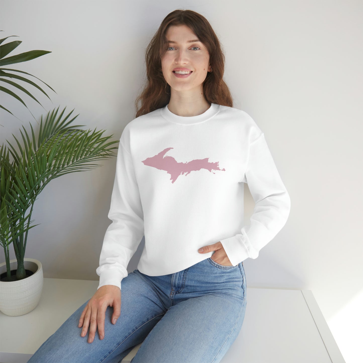 Michigan Upper Peninsula Sweatshirt (w/ Pink UP Outline) | Unisex Standard