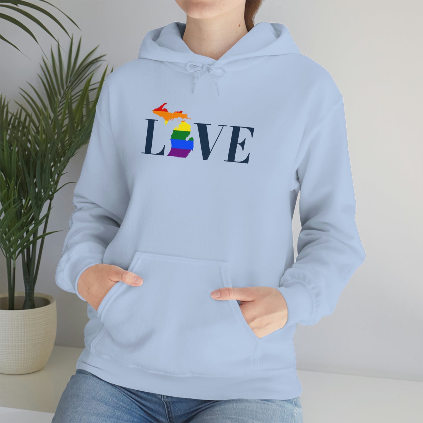 Michigan 'Love' Hoodie (w/LGBTQ Pride Colors) | Unisex Standard