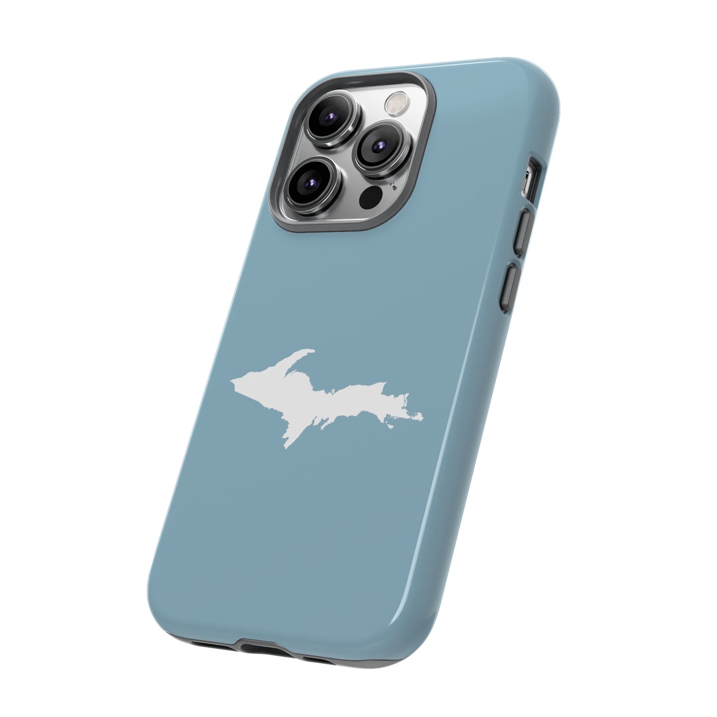 Michigan Upper Peninsula Tough Phone Case (Opal Blue w/ UP Outline) | Apple iPhone