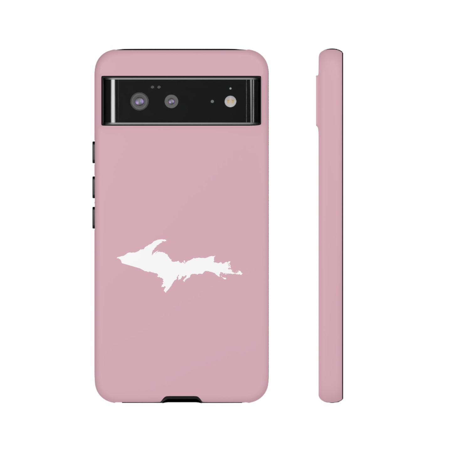 Michigan Upper Peninsula Tough Phone Case (Pink w/ White UP Outline) | Samsung & Pixel Android