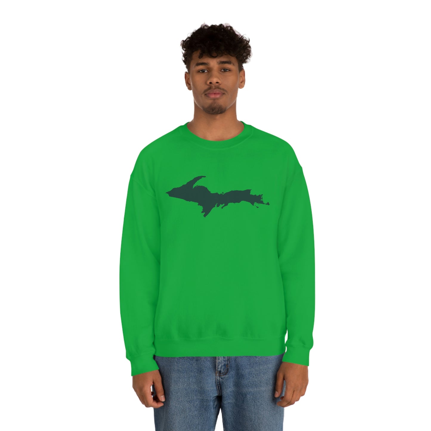 Michigan Upper Peninsula Sweatshirt (w/ Green UP Outline) | Unisex Standard