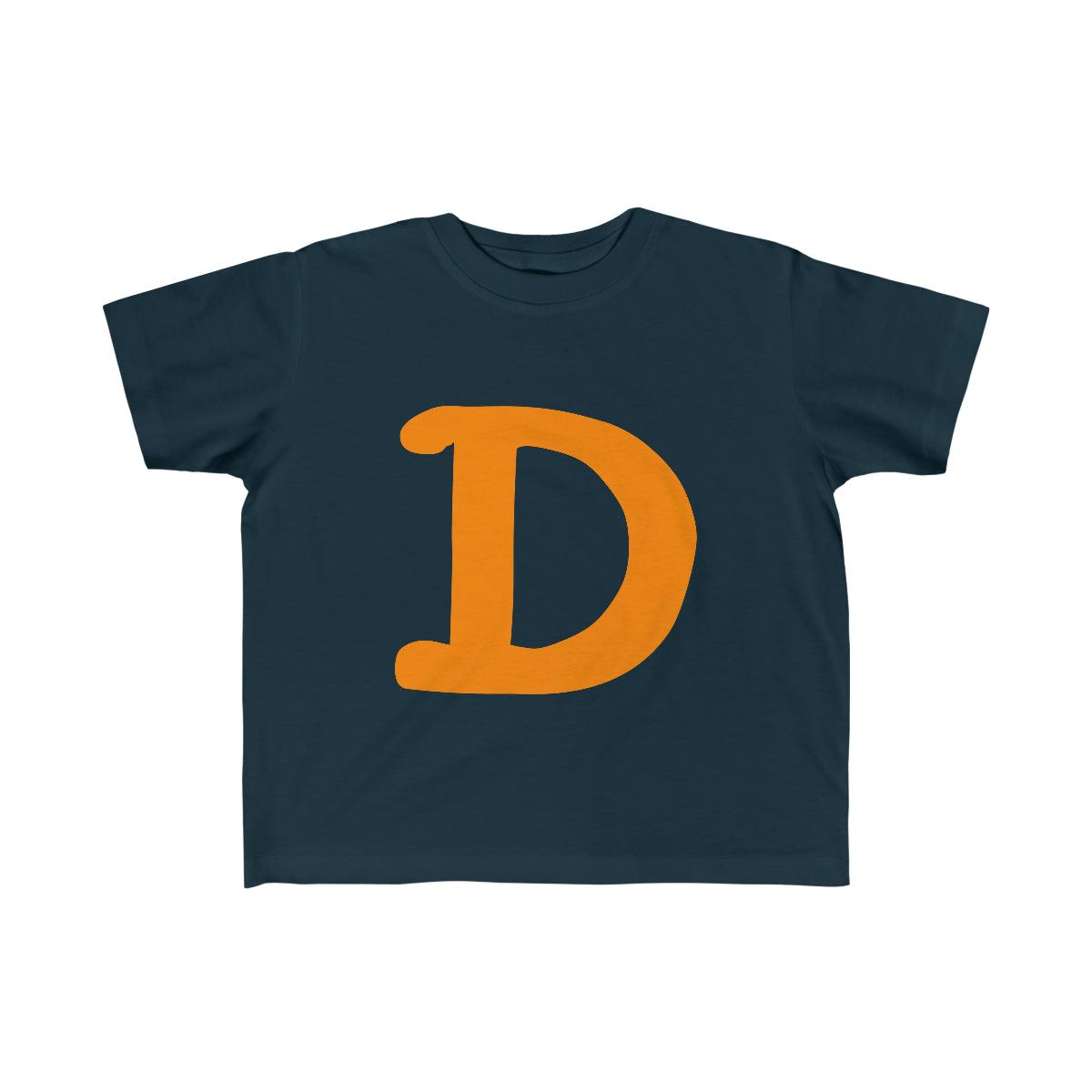 Detroit 'Old French D' T-Shirt  (Orange Full Body Outline) | Toddler Short Sleeve - Circumspice Michigan