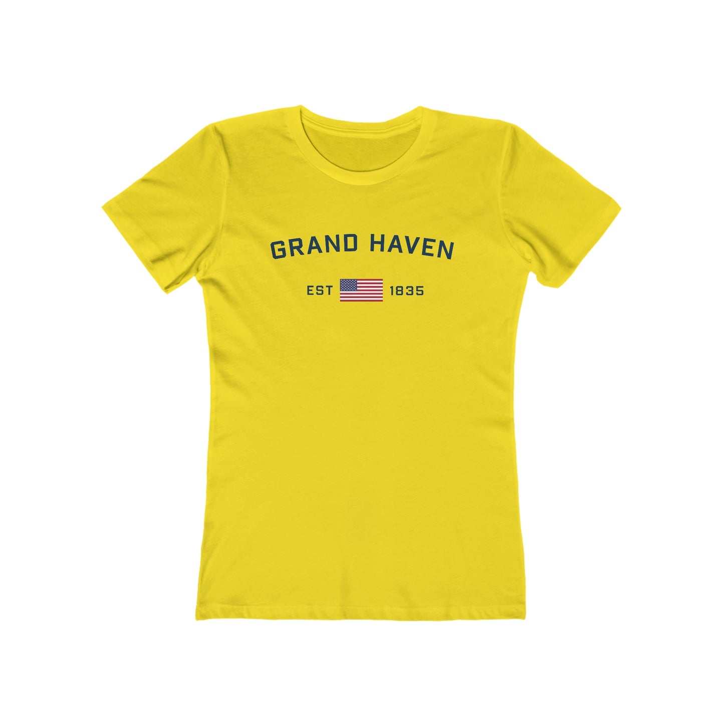 'Grand Haven EST 1835' (w/USA Flag Outline) | Women's Boyfriend Cut