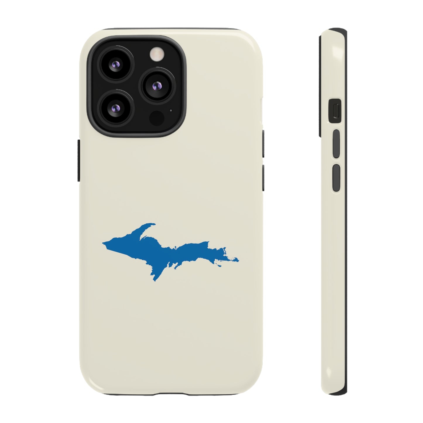 Michigan Upper Peninsula Tough Phone Case (Ivory Color w/ Azure UP Outline) | Apple iPhone