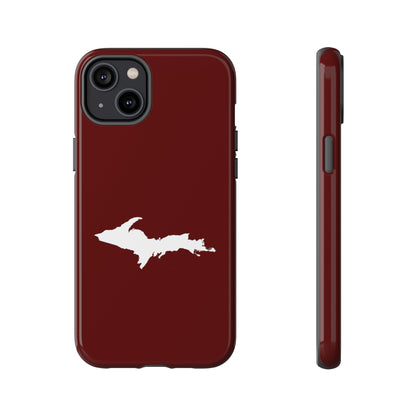 Michigan Upper Peninsula Tough Phone Case (Cherrywood Red w/ UP Outline) | Apple iPhone