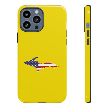 Michigan Upper Peninsula Tough Phone Case (Gadsden Yellow w/ UP USA Outline) | Apple iPhone