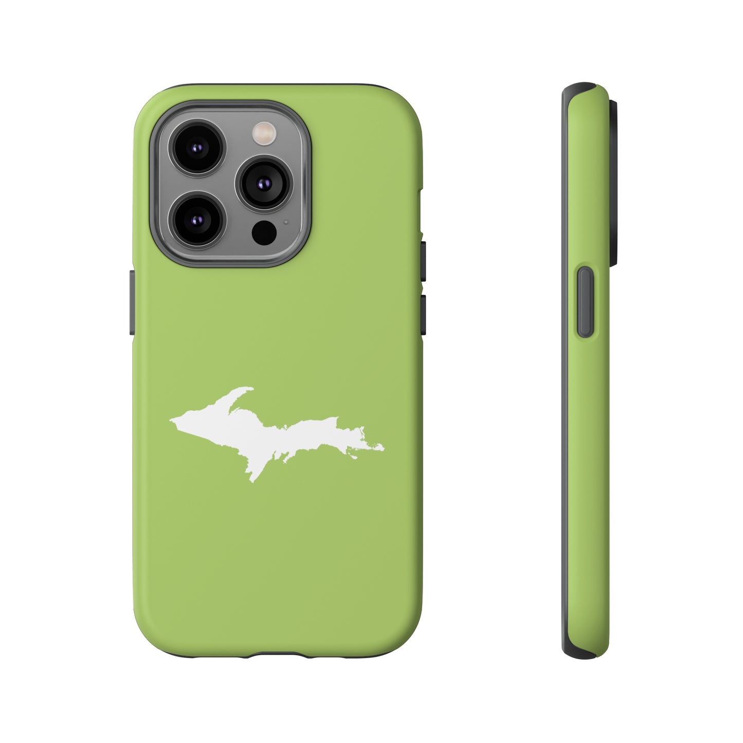 Michigan Upper Peninsula Tough Phone Case (Gooseberry Green w/ UP Outline) | Apple iPhone