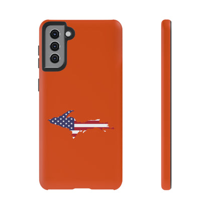 Michigan Upper Peninsula Tough Phone Case (Maple Leaf Orange w/ UP USA Flag Outline) | Samsung & Pixel Android