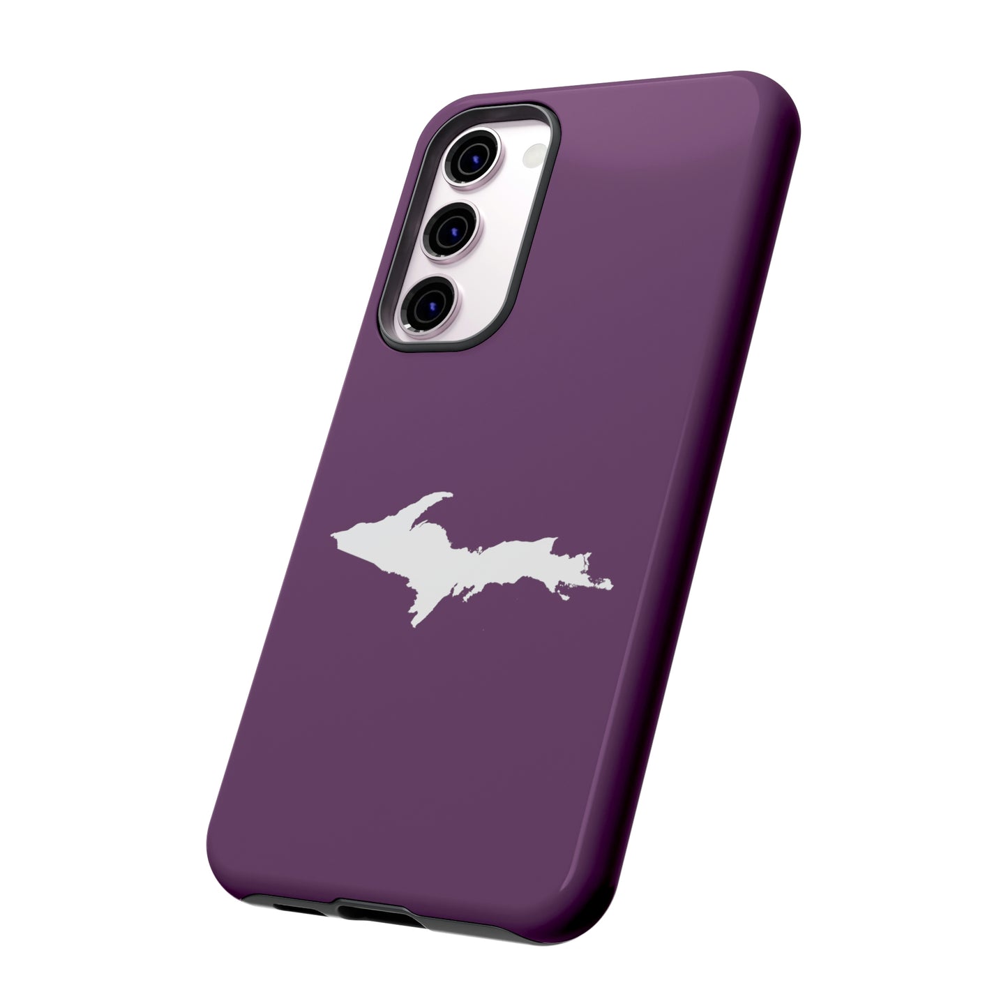 Michigan Upper Peninsula Tough Phone Case (Plum w/ UP Outline) | Samsung & Pixel Android