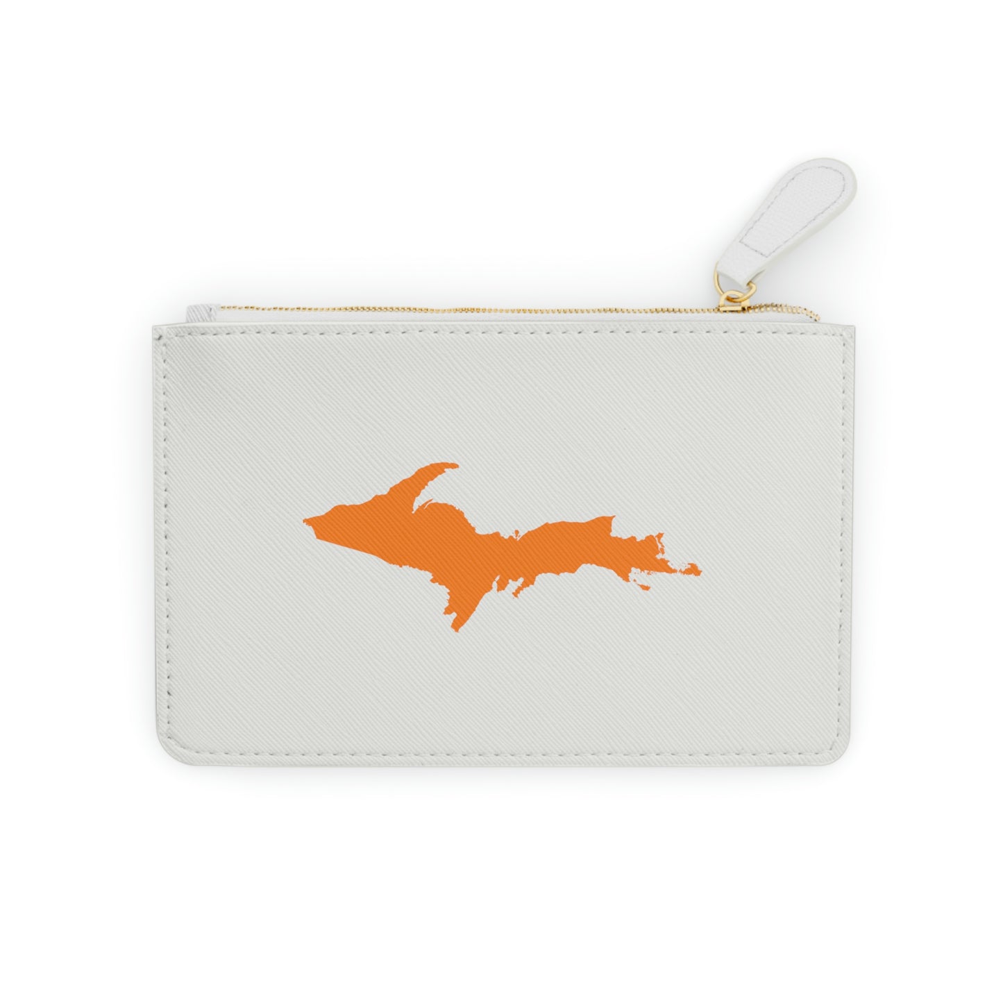 Michigan Upper Peninsula Mini Clutch Bag (Birch Bark White w/ Orange UP Outline)