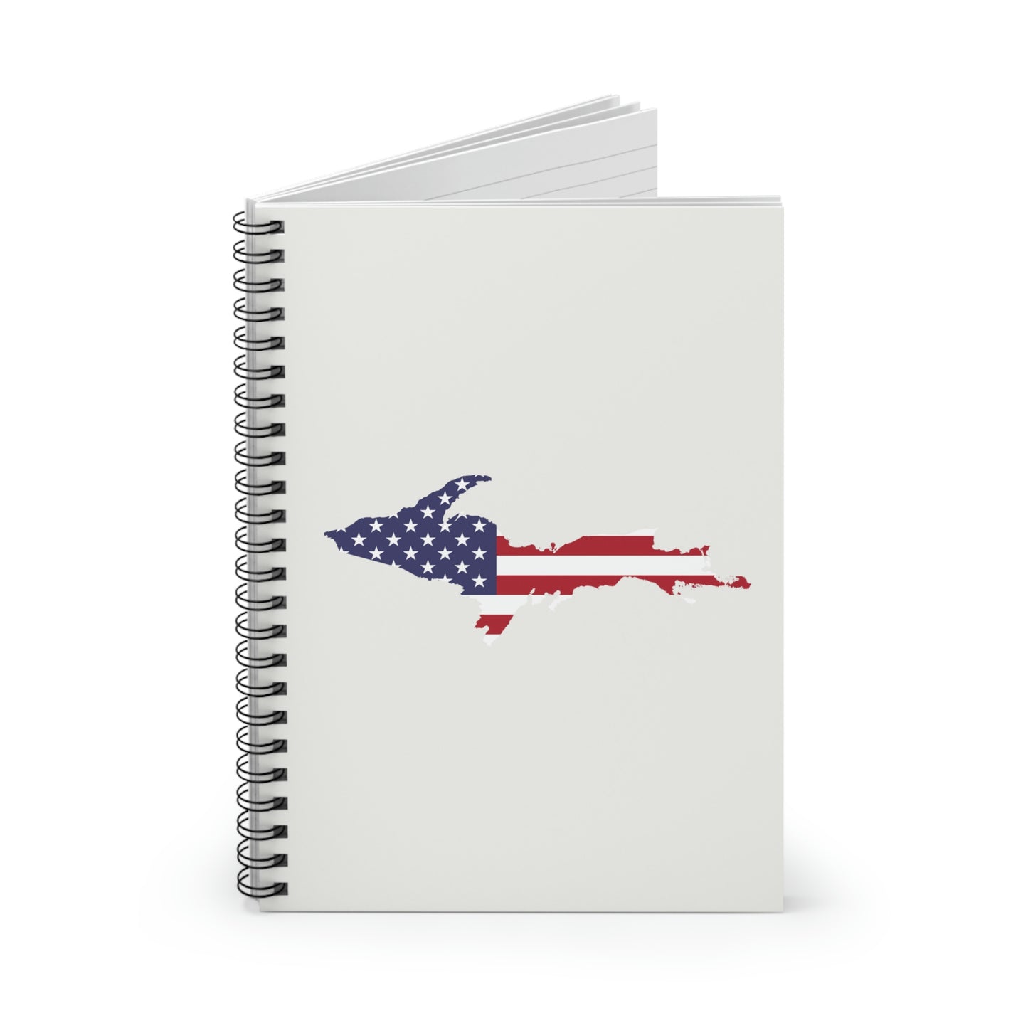 Michigan Upper Peninsula Spiral Notebook (w/ UP USA Flag Outline) | Birch Bark White