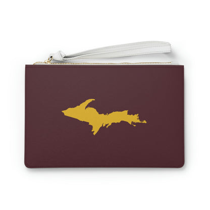 Michigan Upper Peninsula Clutch Bag (Old Mission Burgundy w/ Gold UP Outline)