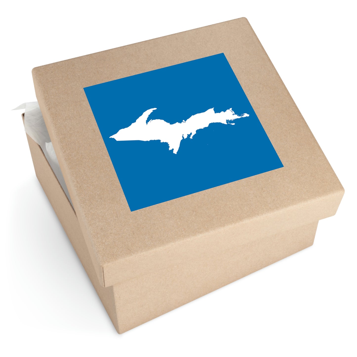 Michigan Upper Peninsula Square Sticker (Azure w/ UP Outline) | Indoor/Outdoor