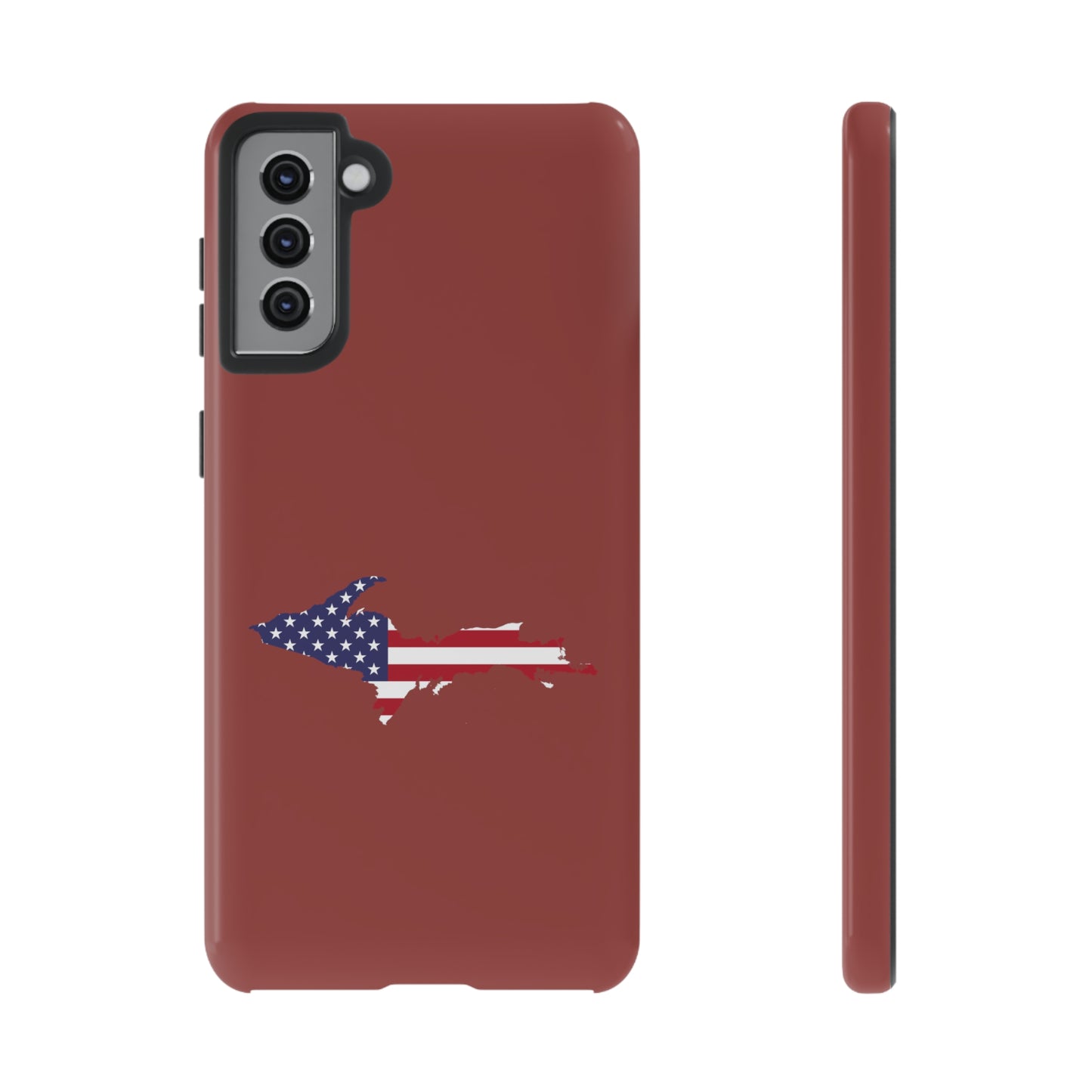 Michigan Upper Peninsula Tough Phone Case (Ore Dock Red w/ UP USA Flag Outline) | Samsung & Pixel Android