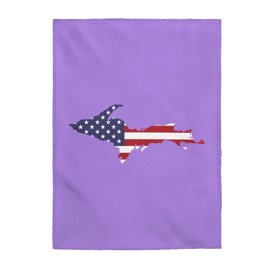 Michigan Upper Peninsula Plush Blanket (w/ UP USA Flag Outline) | Lavender