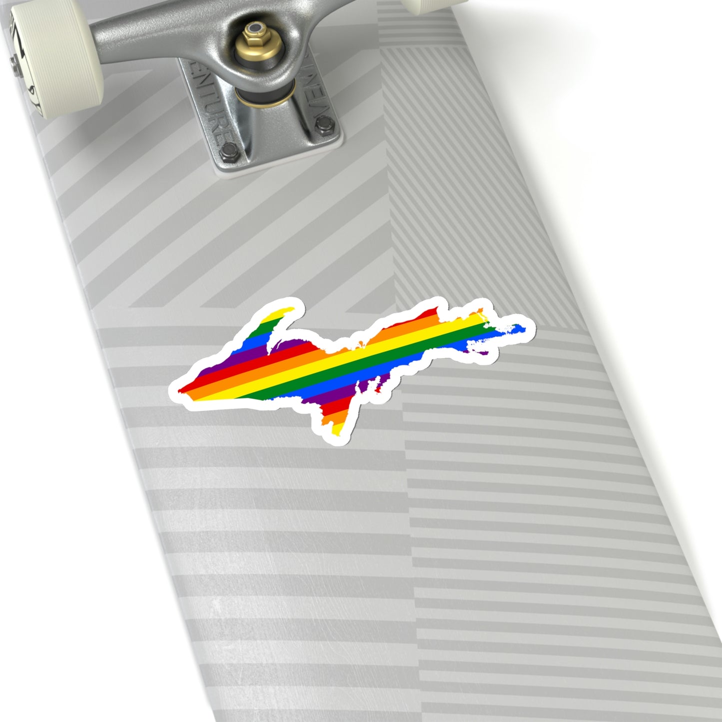 Michigan Upper Peninsula Kiss-Cut Sticker (w/ UP Pride Flag Outline)