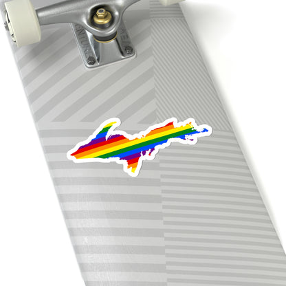 Michigan Upper Peninsula Kiss-Cut Sticker (w/ UP Pride Flag Outline)