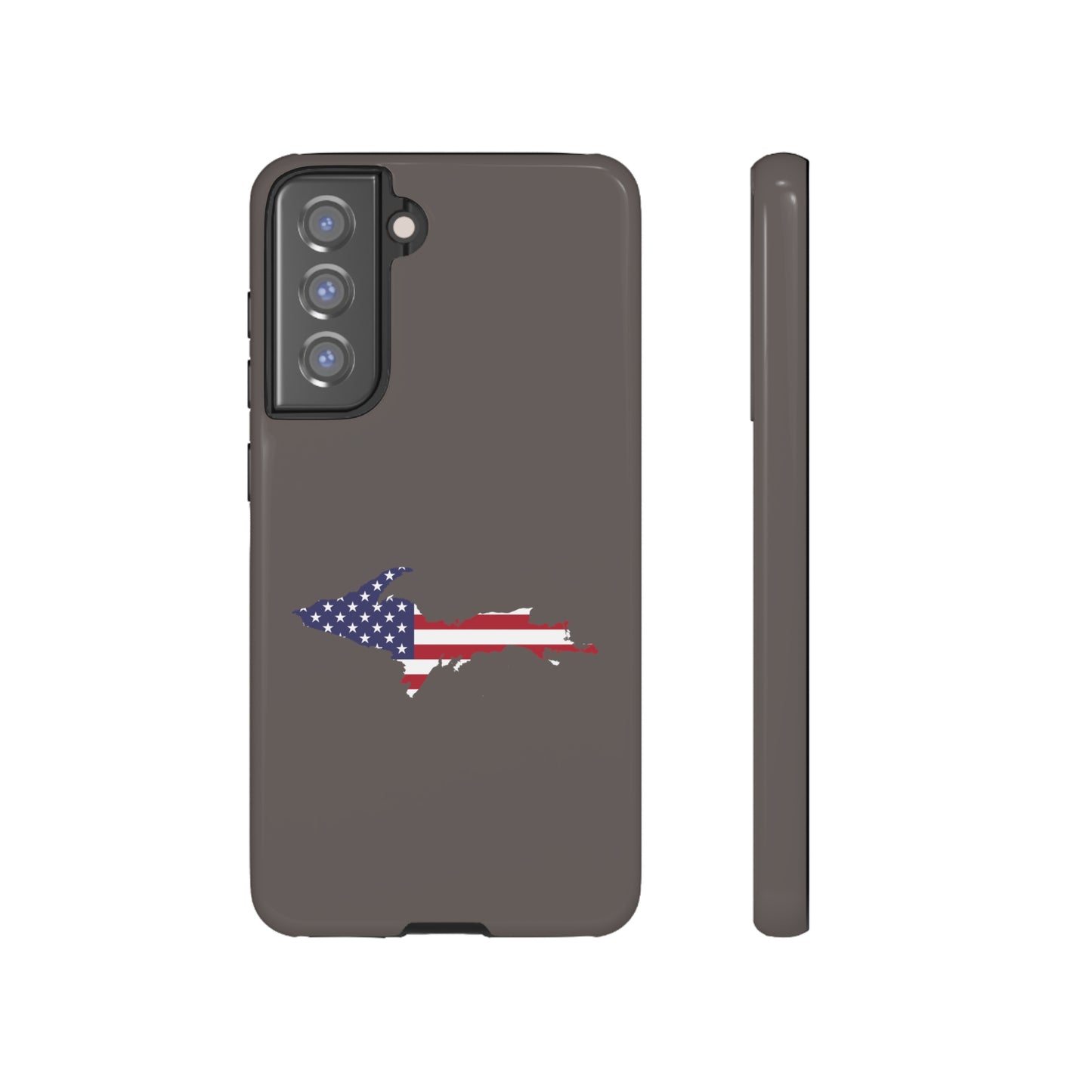 Michigan Upper Peninsula Tough Phone Case (Warren Tank Grey w/ UP USA Flag Outline) | Samsung & Pixel Android