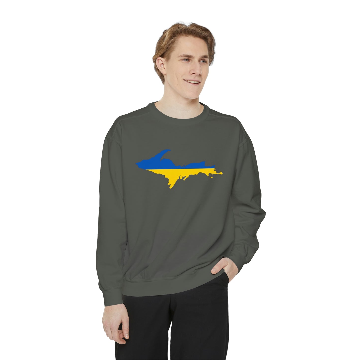 Michigan Upper Peninsula Sweatshirt (w/ UP Ukraine Outline) | Unisex Garment Dyed