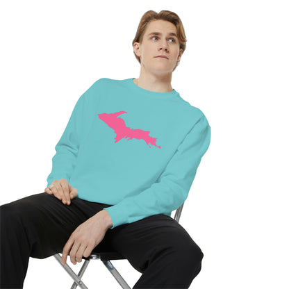 Michigan Upper Peninsula Sweatshirt (w/ Pink UP Outline) | Unisex Garment Dyed