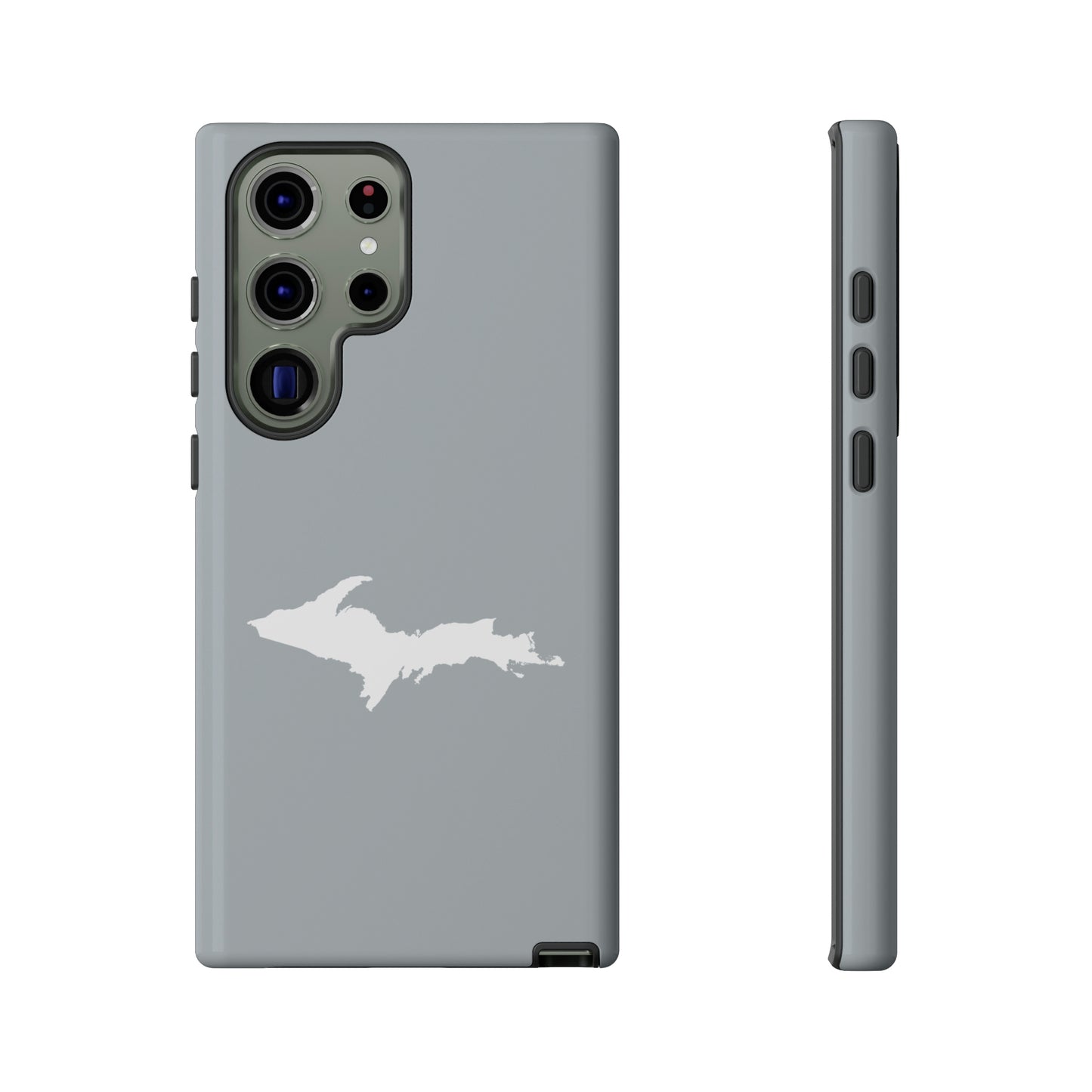 Michigan Upper Peninsula Tough Phone Case (Silver w/ UP Outline) | Samsung & Pixel Android