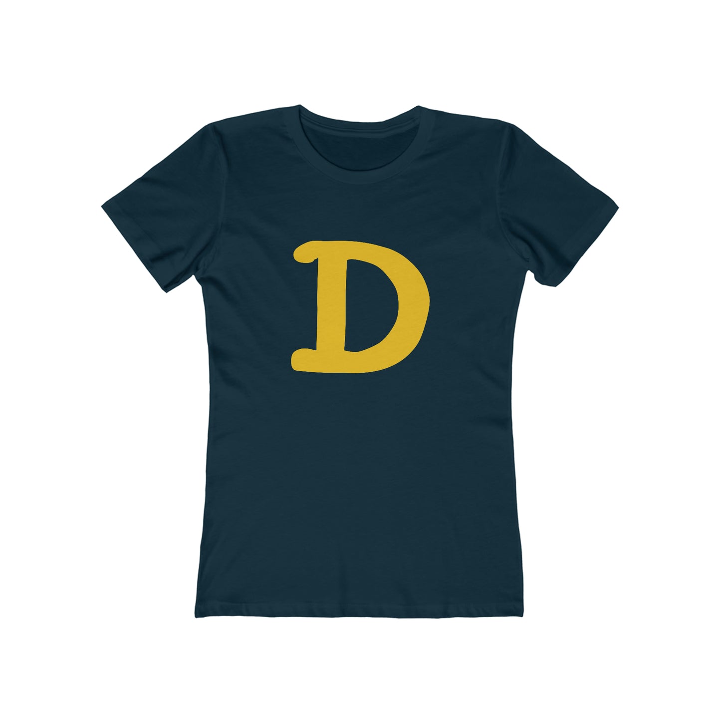 Detroit 'Old French D' T-Shirt (Gold Full Body Outline) | Women's Boyfriend Cut