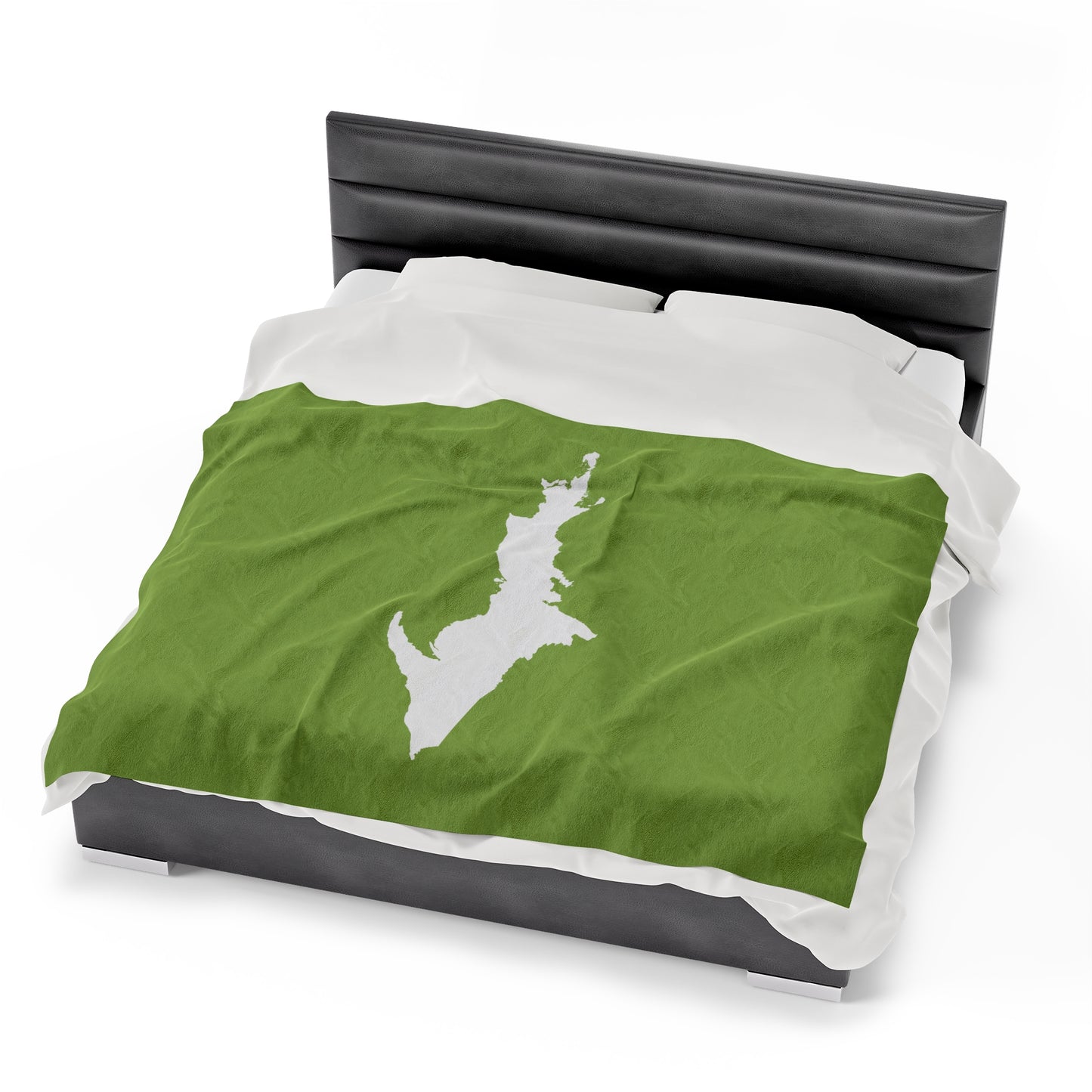 Michigan Upper Peninsula Plush Blanket (w/ UP Outline) | Gooseberry Green